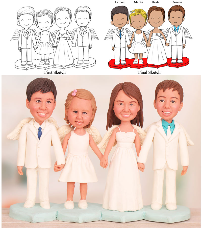 Four Angels Christening Cake Toppers